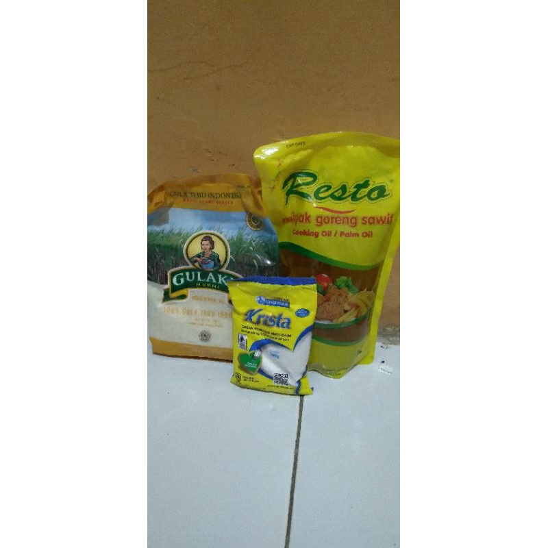 

Paket Manis ( Gulaku 1kg + Minyak Resto 1L + Garam 200g )