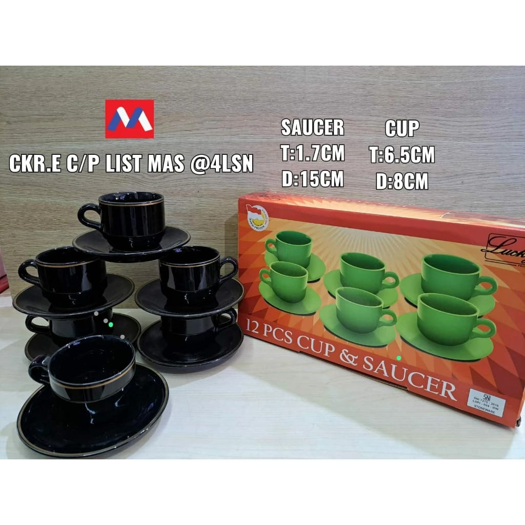 Cangkir set Lucky 12 pcs cup & saucer / Cangkir Tatakan / Cangkir Set  / Cup and Saucer Lucky 12 pcs