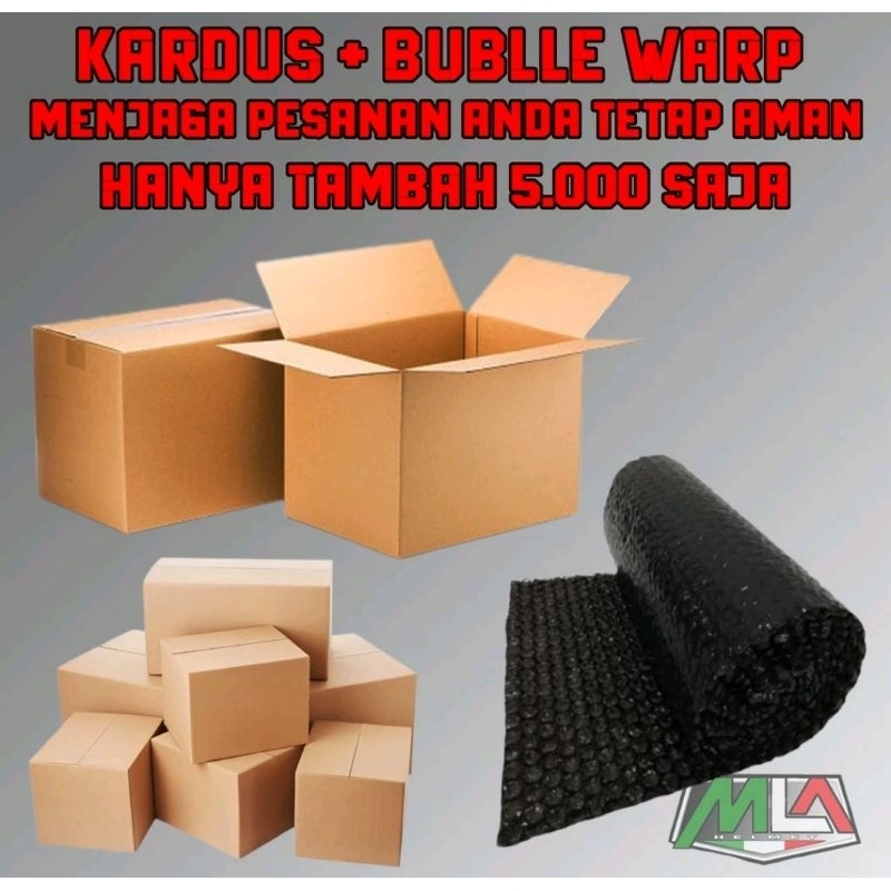 

tambahan peking Helem supaya lebih Aman kardus dan bubble wrab