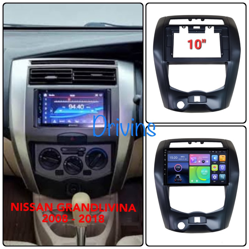 Frame Head Unit Double Din Android Nissan Grand Livina 10” Inch 2007-2018