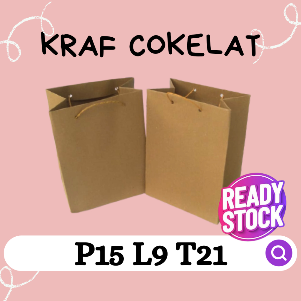 

Paper Bag Murah, Paper Bag Polos Kraf Cokelat Uk P15 L9 T21 READY STOCK MINIMAL ORDER 10PCS