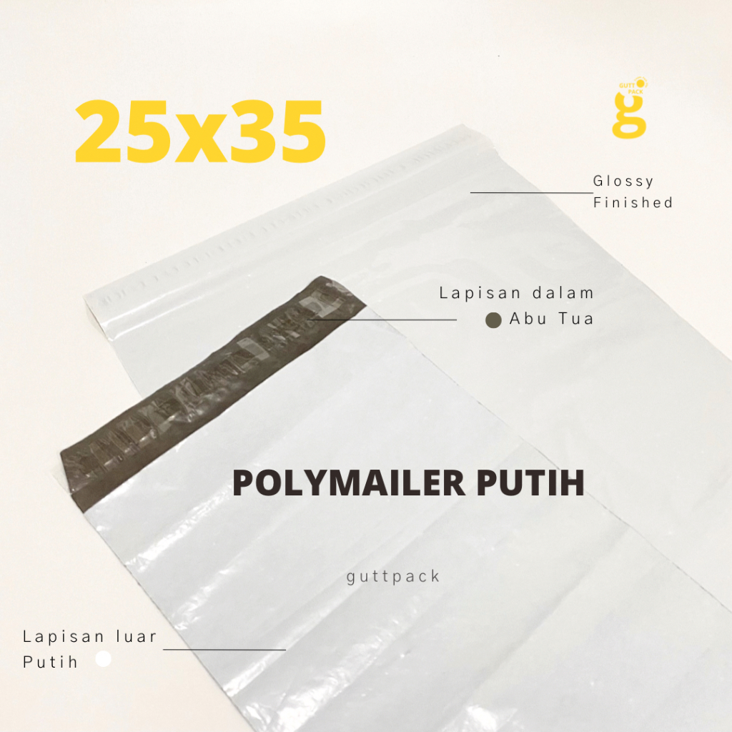 

25x35CM Plastik Packing Polymailer Putih LDPE/ Sablon Plastik Online Shop