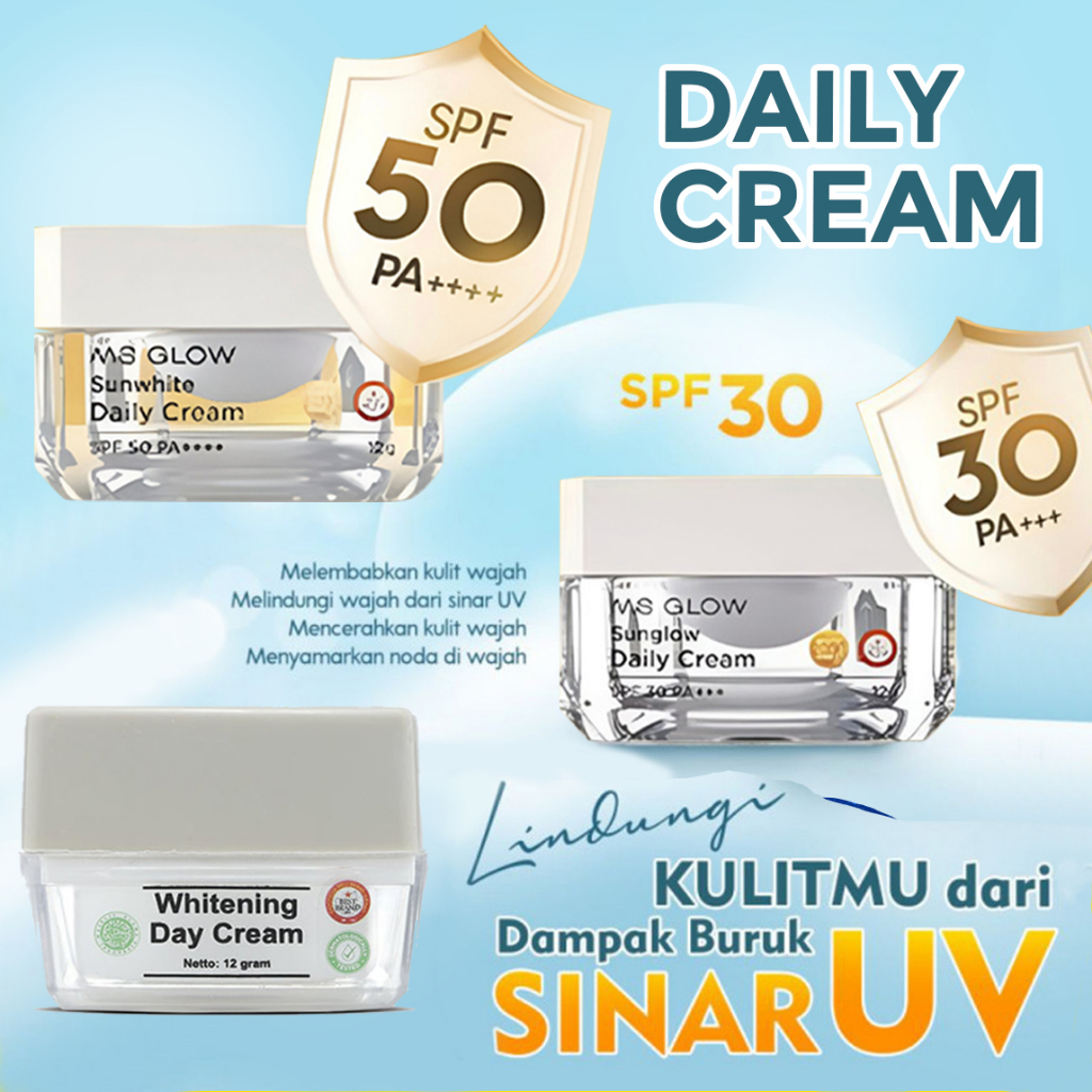 Day Cream Sun Glow Sun White Pro Whitening MS Glow Cream Pagi Krim Pagi Ms Glow Spf 30 Whitening Acn
