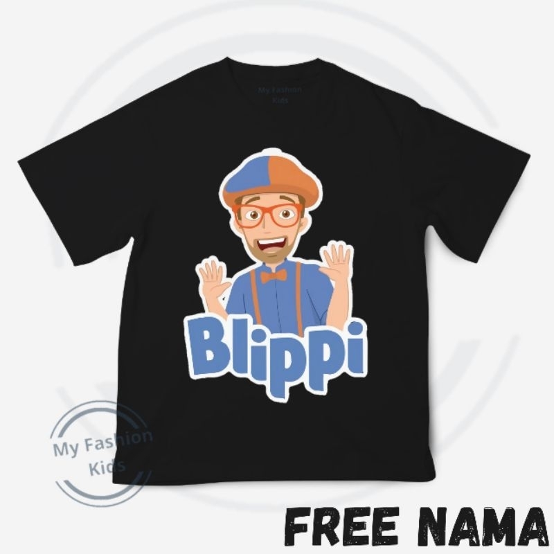 Baju Kaos Atasan Anak Custom Gambar Blippi Terbaru Bahan Premium (Free Nama)