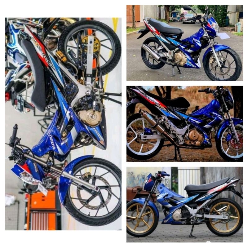 STRIPING SUZUKI SATRIA FU CBU WARNA HITAM BIRU