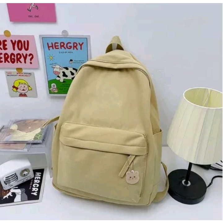 Tas Ransel Backpack Polos [COD] Tas Ransel Sekolah Wanita Hitam / Tas Ransel Sekolah Wanita Cesual