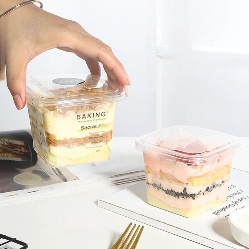 Mika Cake Mika buah potong (10PCS) Mika Kotak Dessert Box Tinggi 400ml