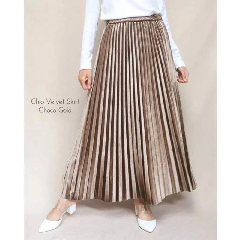 Rok Plisket Beludru Panjang Import PREMIUM