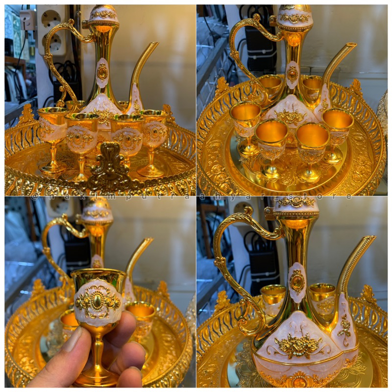 Teko Arab Aladin Warna Gold 1 Set Bahan Logam