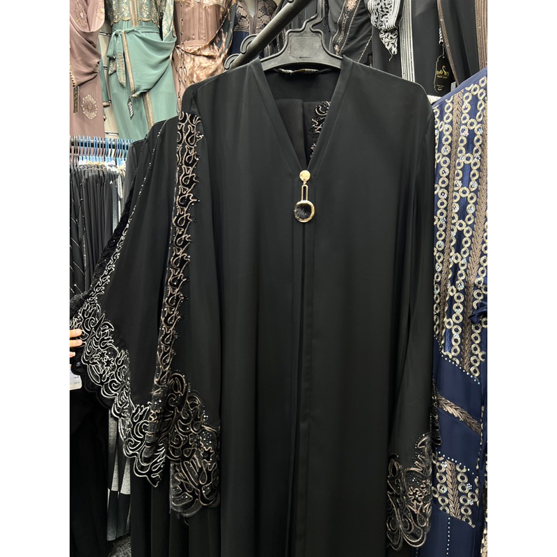 SET ABAYA HITAM HARIR SAUDI || ABAYA PREMIUM || ABAYA IMPOR MESIR ORIGINAL