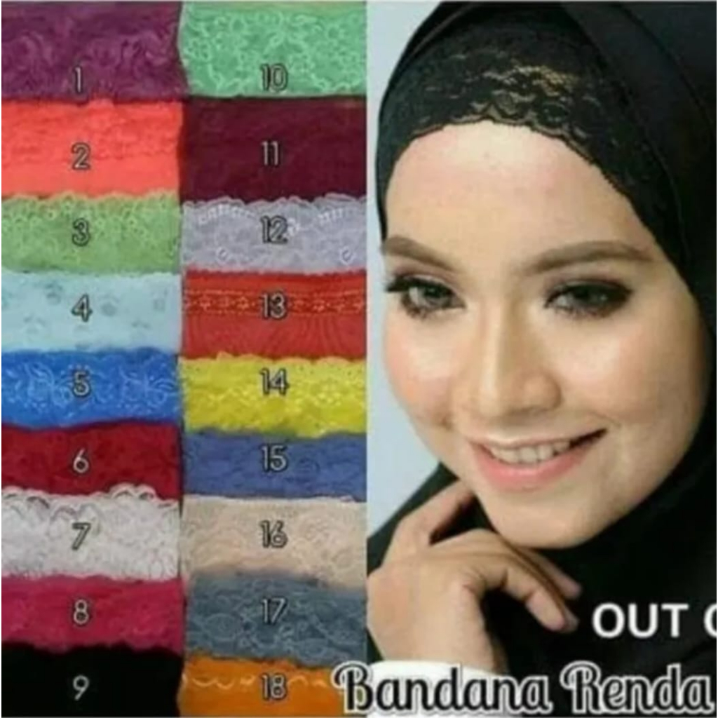 5 PCS CIPUT BANDANA BROKAT/ INNER BANDANA BROKAT PESTA/DALAMAN JILBAB
