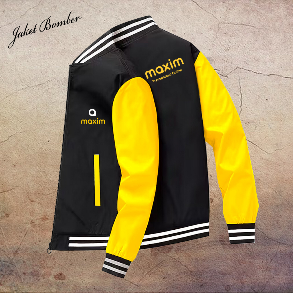 Jaket Maxim Pria / Jaket Jakey Ojol Maxim Model baseball Depan Belakang Logo Maxim / Jaket Driver On
