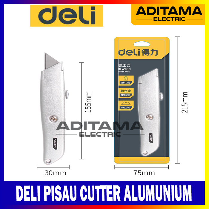 

DELI PISAU CUTTER ALUMUNIUM SK5 3 MATA PISAU AUTO LOCK