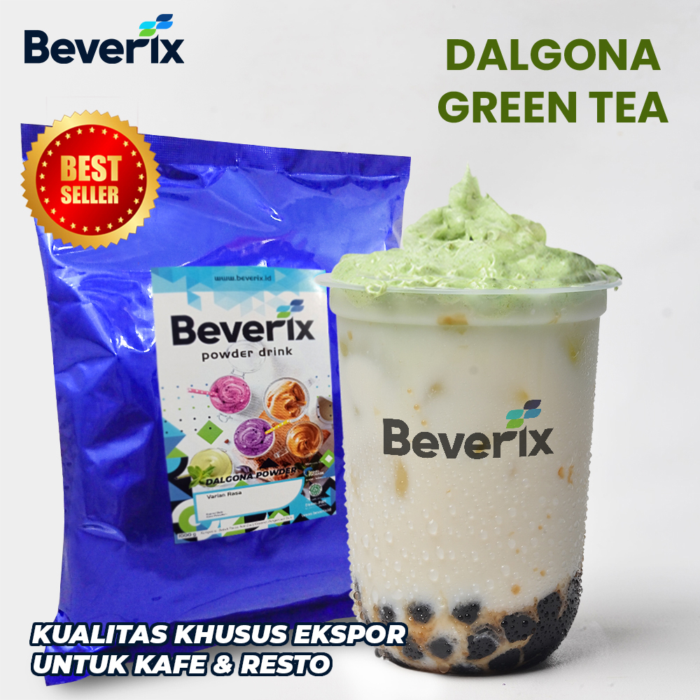 

(KEMASAN 1 KG) Bubuk Sticky Dalgona Green Tea Matcha 1 KG dari Beverix Powder Drink