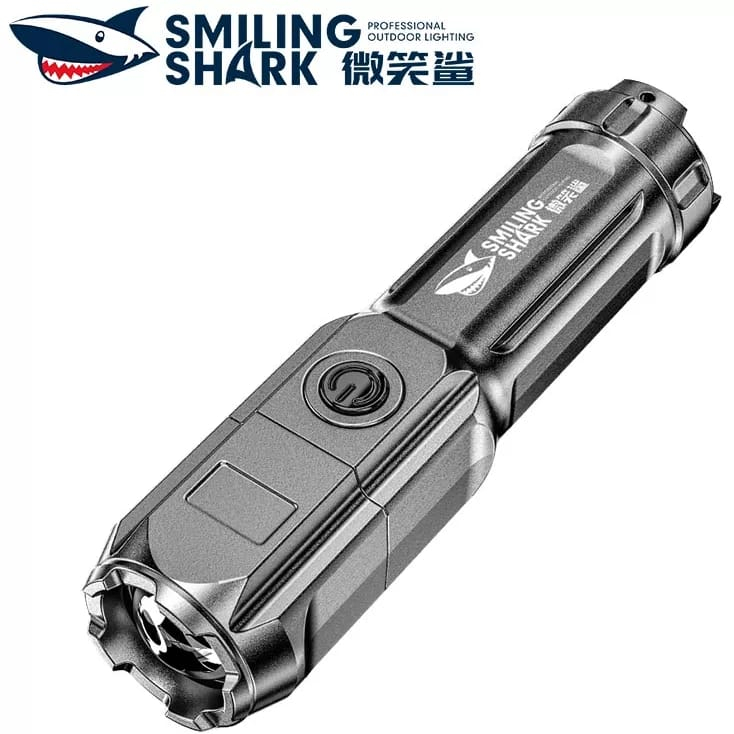 SENTER LED MINI SMILING SHARK 622A - ZOOM - 3 MODE CAHAYA - ORIGINAL - TAHAN AIR - USB