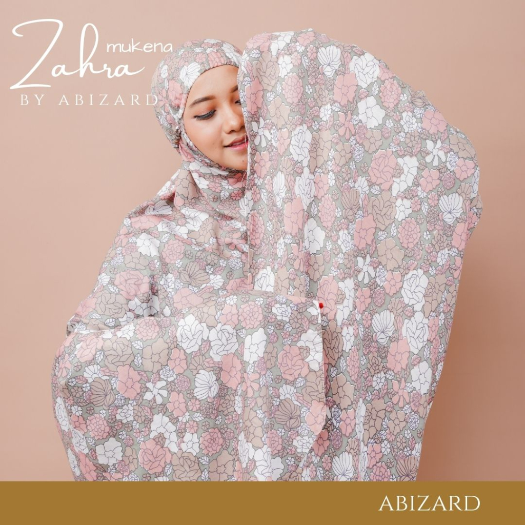 Abizard Mukena Dewasa Muslim Motif ZAHRA Ukuran Standard Atas Bawahan Free Pouch