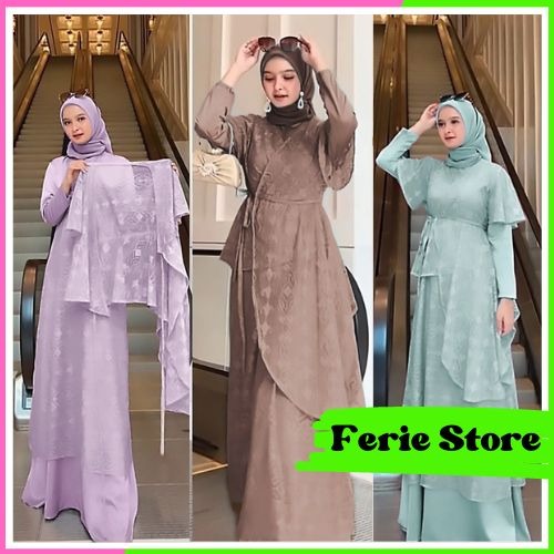 Maxi Set balerina 2in1 / Baju Gamis Brukat Wanita Muslim Dewasa Pesta Lebaran Kondangan Murah Trend 