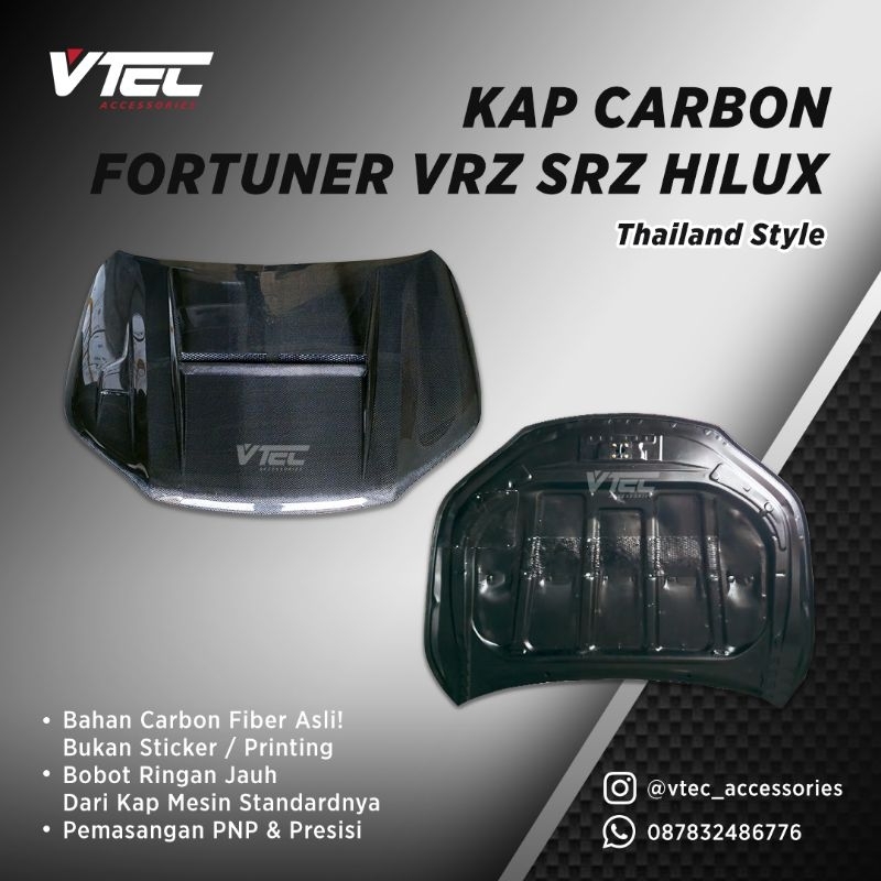Kap Mesin Carbon Fortuner VRZ SRZ New Hilux Thailand Style