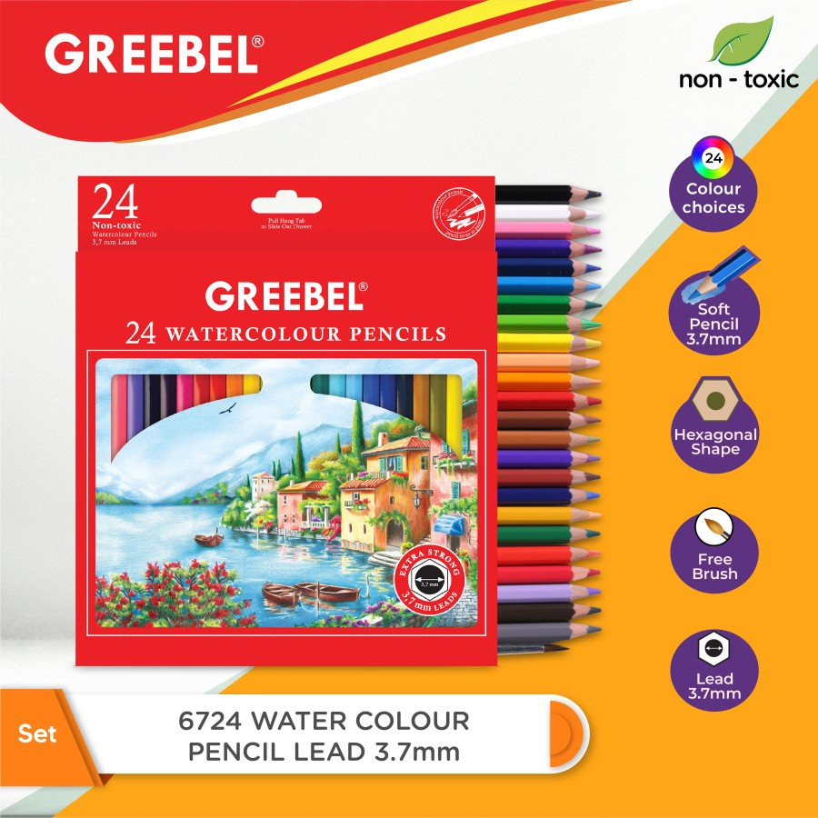 GREEBEL PENSIL WARNA WATER COLOUR ISI 24 WARNA