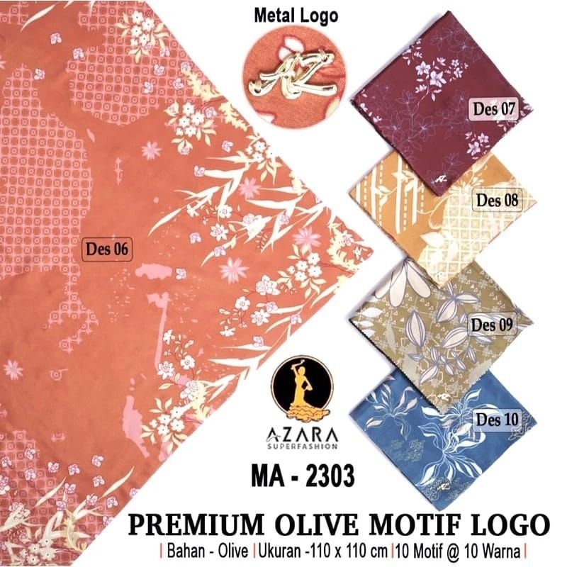 Hijab Azara Premium Olive Motif Random campur motif dan warna