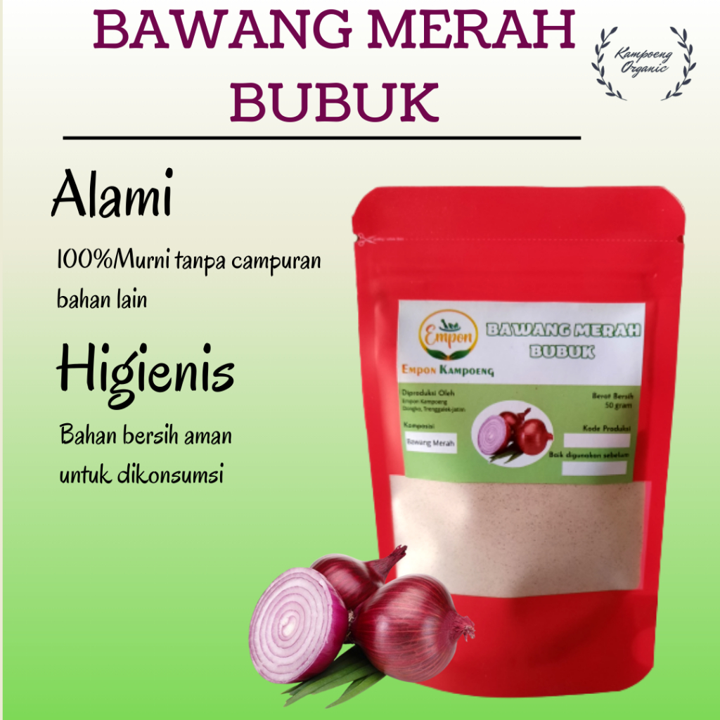 

Bumbu Masak Masakan Dapur Bawang Merah Bubuk Serbuk Onion Powder Halus Murni Asli Alami Organik Penyedap Rasa Non Msg Rempah Herbal Murah Organic