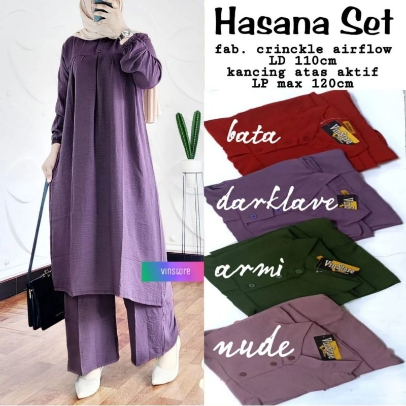 ONE SET LONG TUNIK JUMBO HASANA SET TERBARU KEKINIAN SETELAN KONDANGAN WANITA TERLARIS