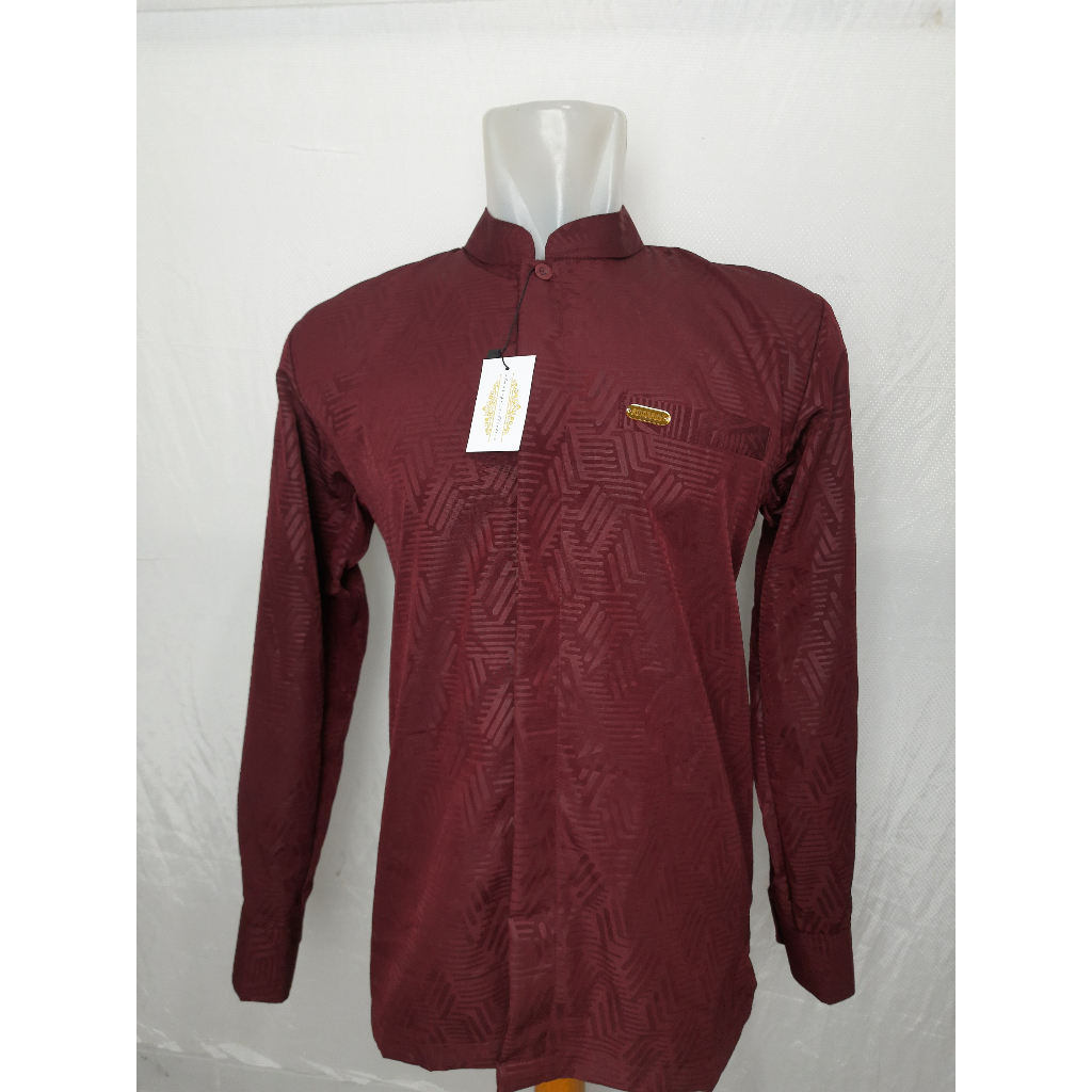 Kemko almarogi Kemeja Koko Pria Lengan Panjang Motif embos