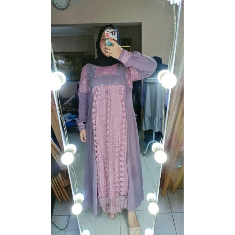 La grace taro dress, gamis ceruty, gamis brukat, gamis jumbo, gamis murah, hijab dress