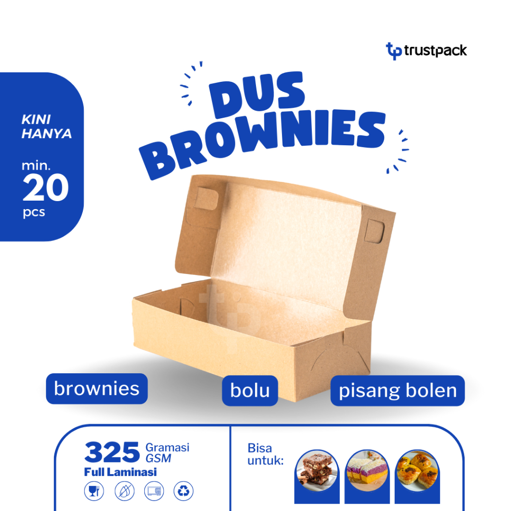 

DUS BOX BROWNIES/KUE/ROTI 22x10x5 - KRAFT PAPER LAMINASI