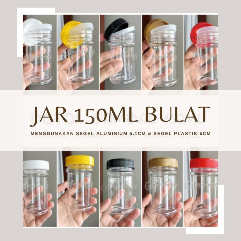 50PCS BOTOL SAMBAL 150ML TEBAL MURAH JAR TOPLES bentuk bulat tebal 19gr diameter 5cm 5.5cm sambal wa