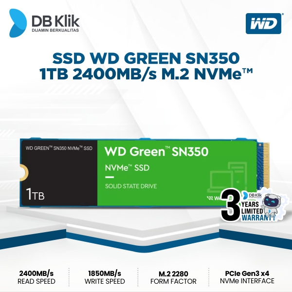 SSD WD GREEN 1TB M.2 SN350 NVMe - WD Green NVMe M.2 SN350 1TB