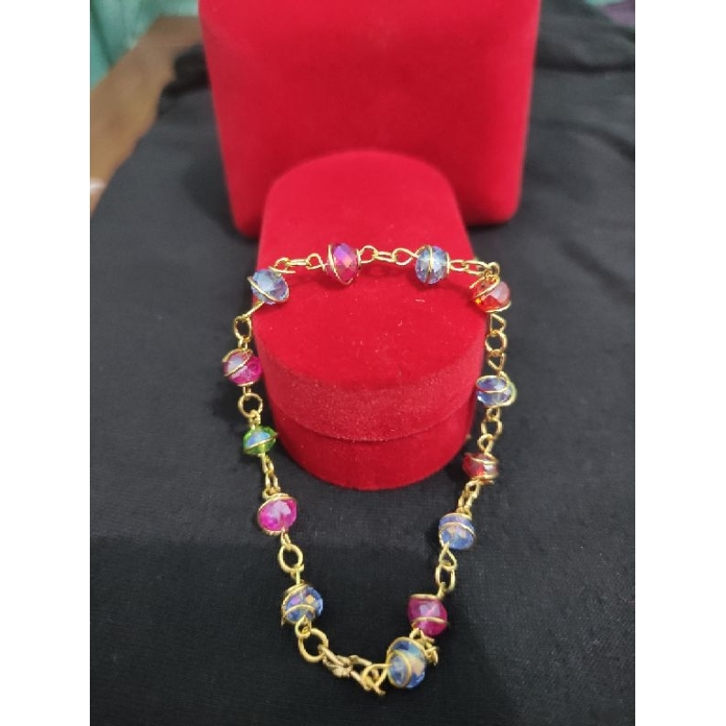 gelang kristal lilit 6mm, gelang kristal biasa, gelang kristal warna, gelang kristal bakpo