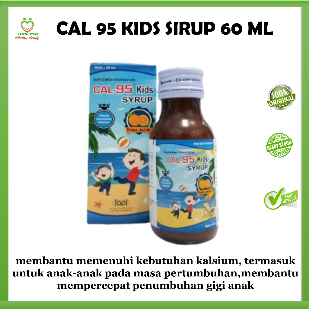 CAL 95 KIDS SIRUP 60 ML Vitamin Anak,kalsium anak,Vitamin Tulang Anak