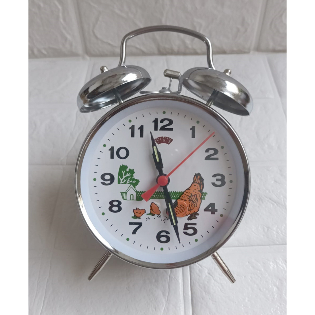Jam Weker AYAM Automatic Klasik Clasic Jadul - Jam Alarm Otomatis Tanpa Baterai - Jam Meja