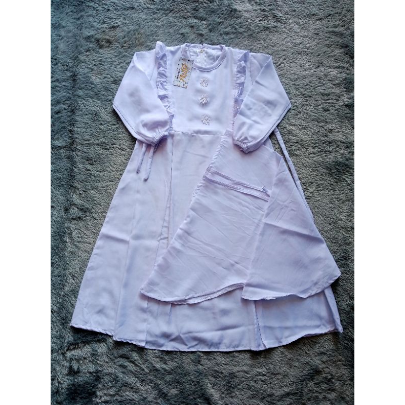 Gamis Putih Anak / Gamis Manasik Anak / Gamis Putih Anak Katun
