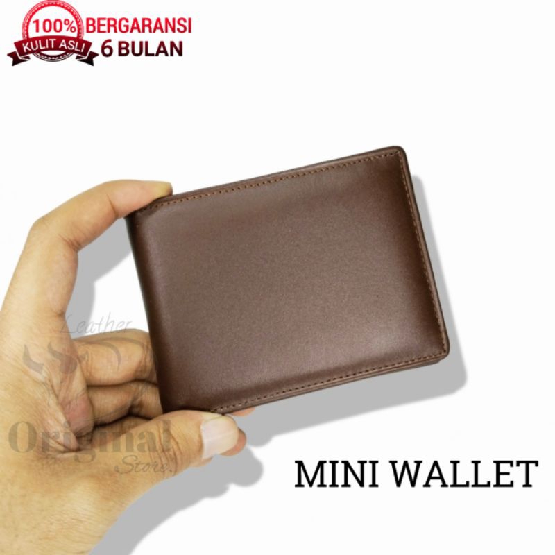 Dompet kulit Pria Asli Original Kecil Mini Slim Wallet 100% Kulit Asli Garut