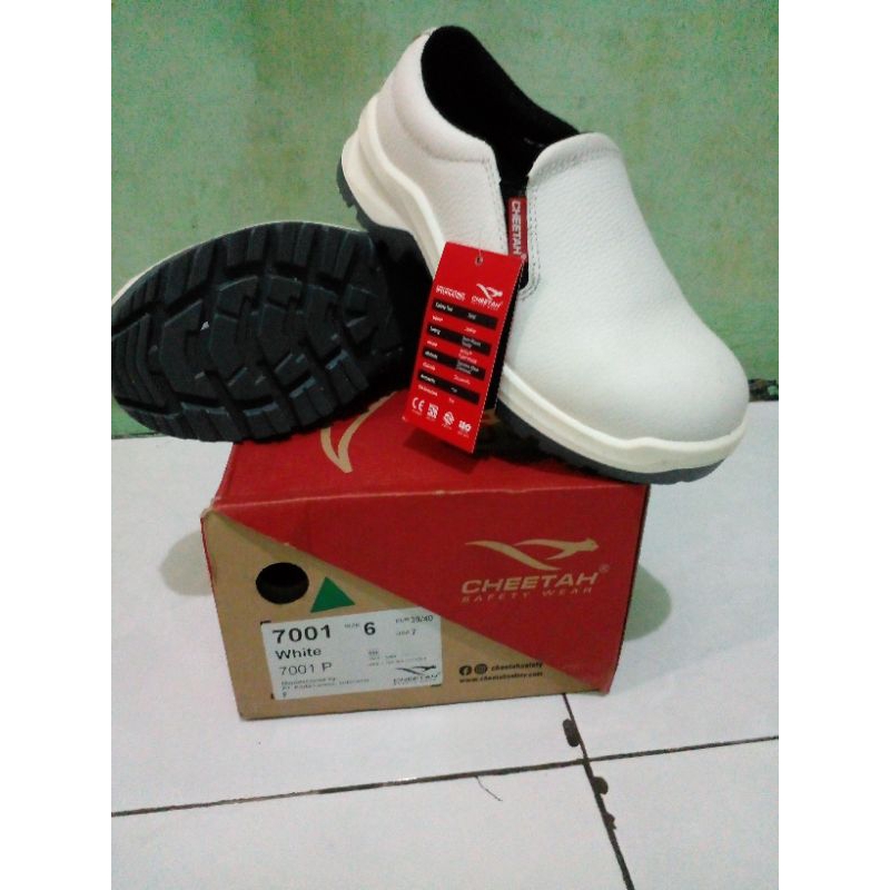 safety shoes cheetah 7001 putih & hitam original sni