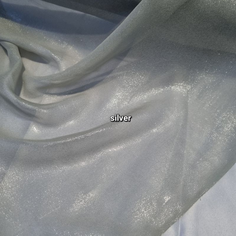 Kain Sutra Asli Polos Metalik Glitter Bahan Super Halus Jatuh Dan Ringan ( 100% Pure Silk )