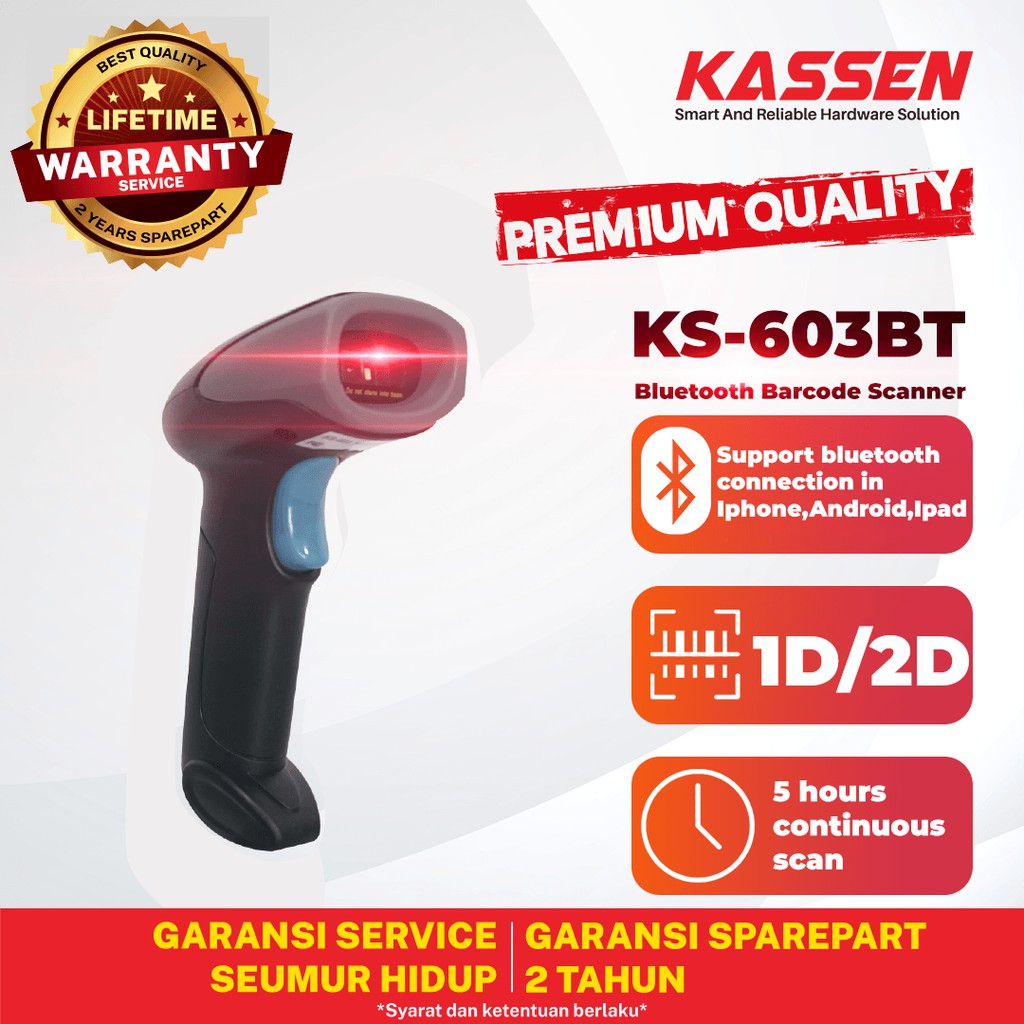 Barcode Scanner 2D Wireless Bluetooth KASSEN KS 603 BT