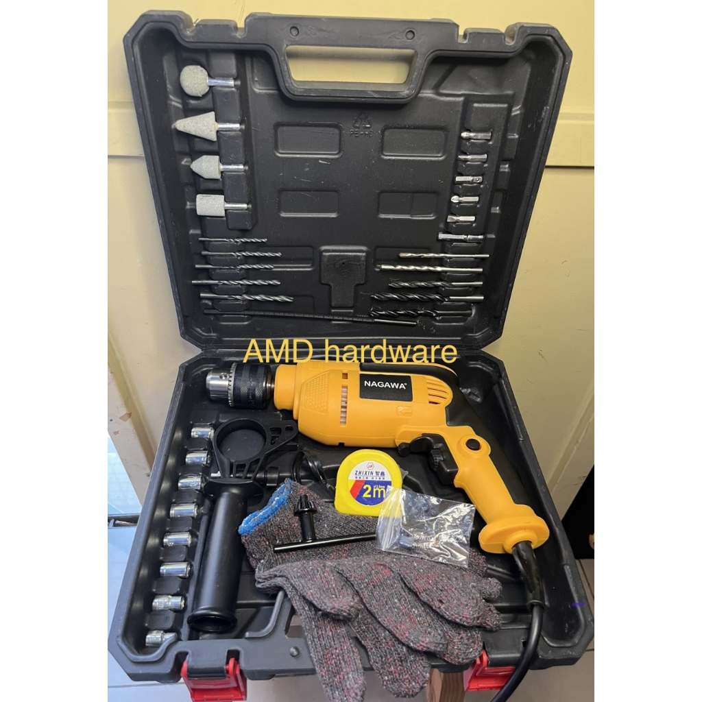 NAGAWA HDN 6013 Mesin Bor Tembok Beton Besi 13mm Listrik Impact Drill