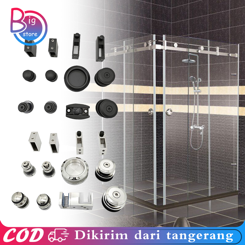 Aksesoris Pintu Kamar Mandi Sliding 304 Stainless Steel Pintu Shower Kaca Aksesoris Shower Box Kaca