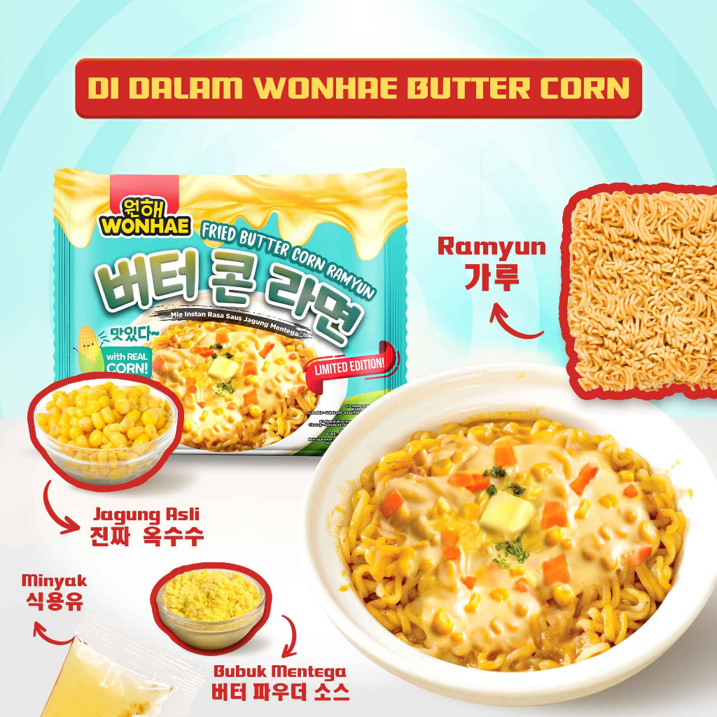 Wonhae Butter Corn Ramyun 120 gr by Mujigae Official Store / Instan /  Ramyun / Mie Goreng / Jagung / Mentega / Mie Instan Korea / Makanan Korea Instan Halal-2