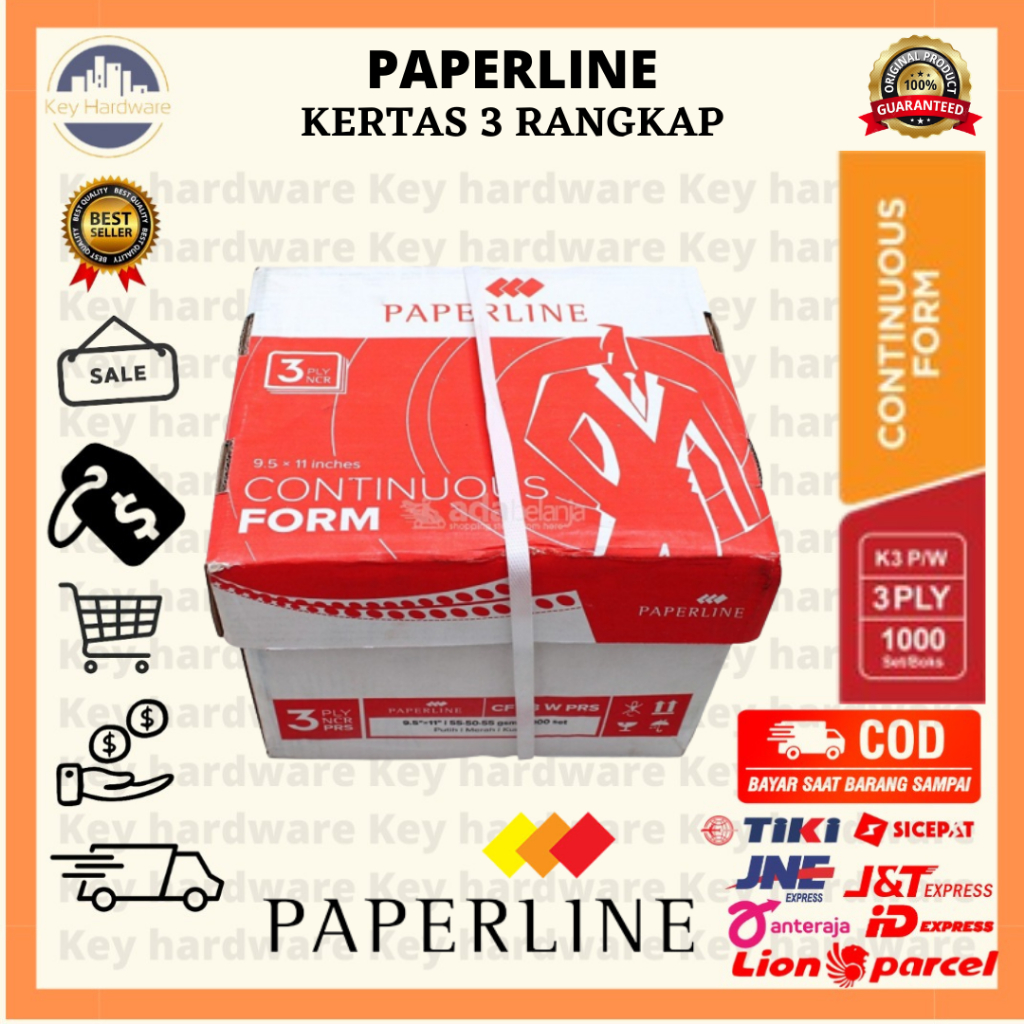 

kertas komputer 3 rangkap putih,merah,kuning/paperline 9.5"x11" 1000set PRS