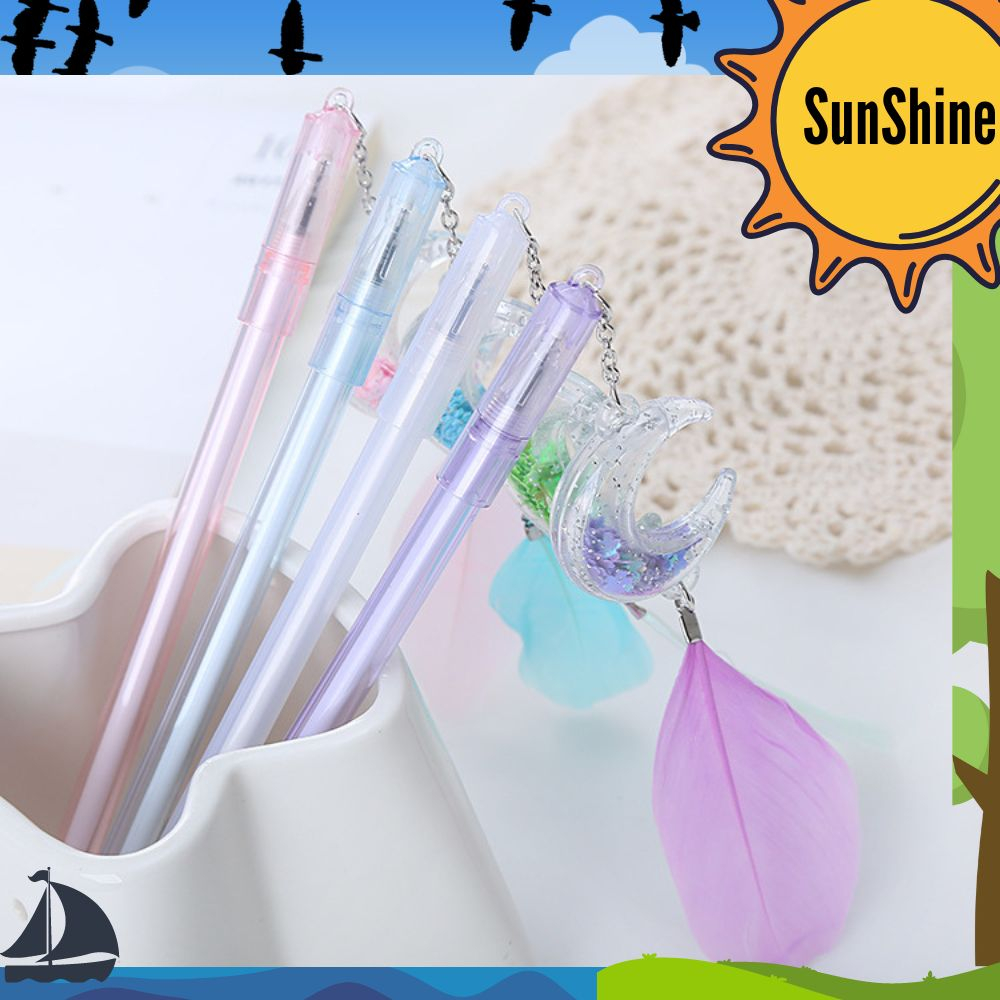 

✨ Sunshine Fancy ✨ SELUSIN / 12 Pcs Pulpen Moon Feather S0218
