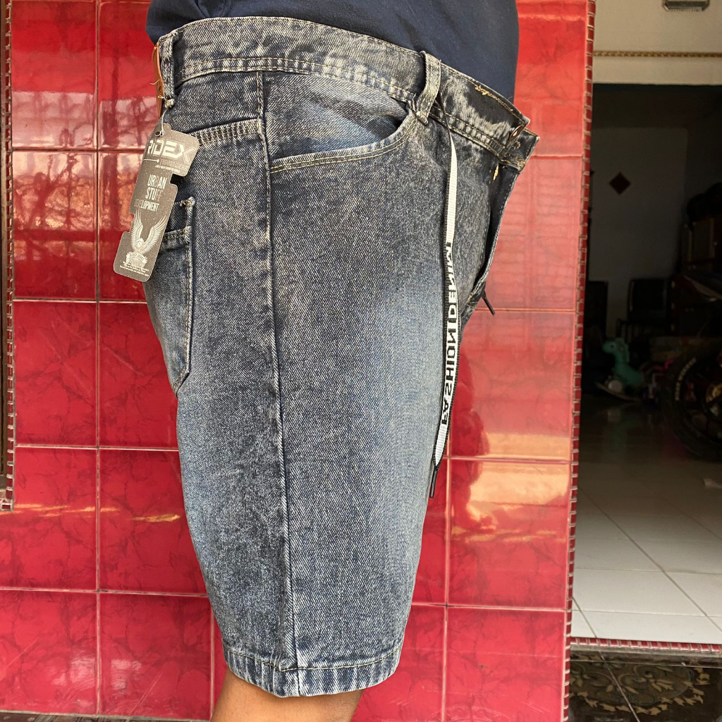 Celana pendek pria jeans polos non stretch tidak melar / Celana brotshot/ Celana jeans pria