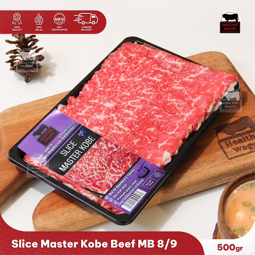 

Slice Beef Master Kobe Wagyu Mb 8/9 500gr Healthy Wagyu