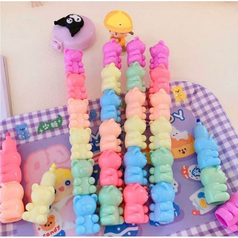 

RO Stabilo Lucu Penanda Warna Isi 6PCS Bentuk Beruang Dan Bunga