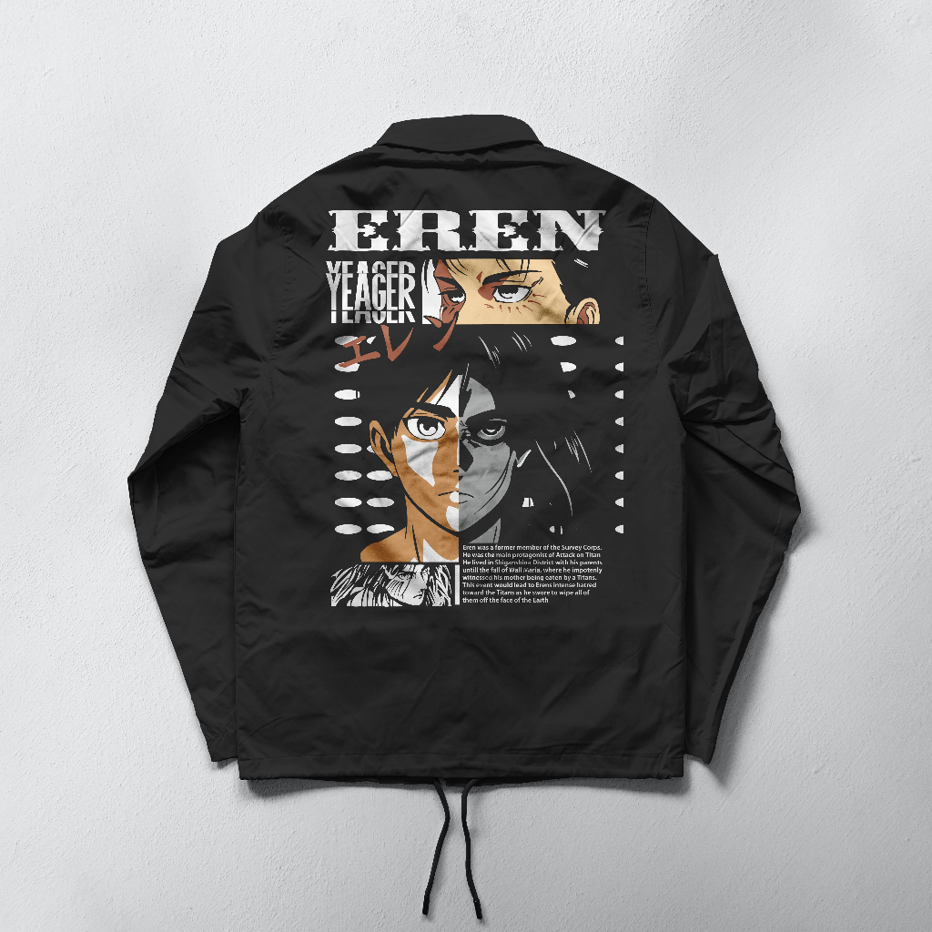 HRLWNN.ID Windbreaker Coach Jacket Attack on Titan Eren Yeagere Rumbling Edition Unisex
