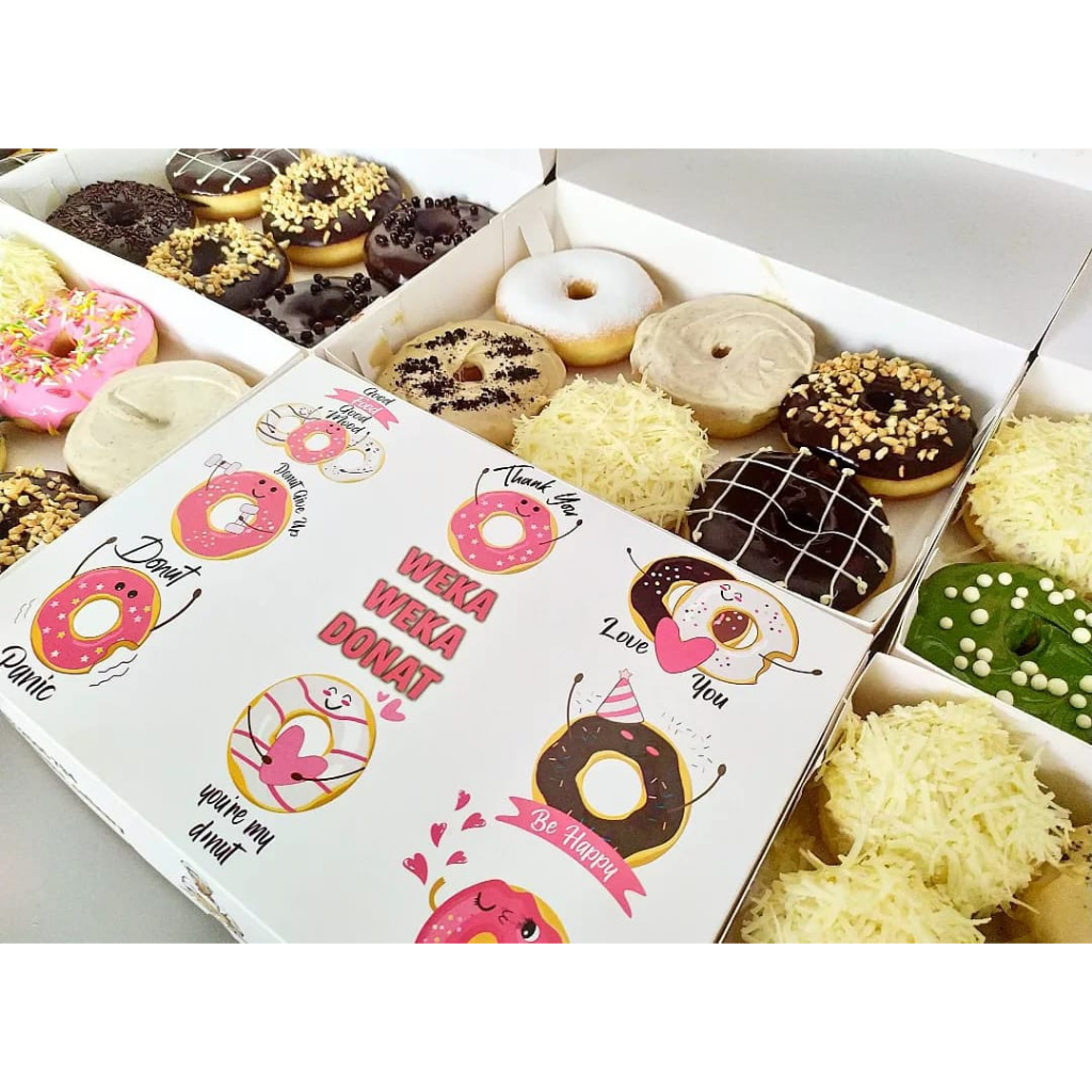 DUS DONAT ISI 6/12 CUSTOM DESAIN / BOX KEMASAN DONAT 1000 PCS