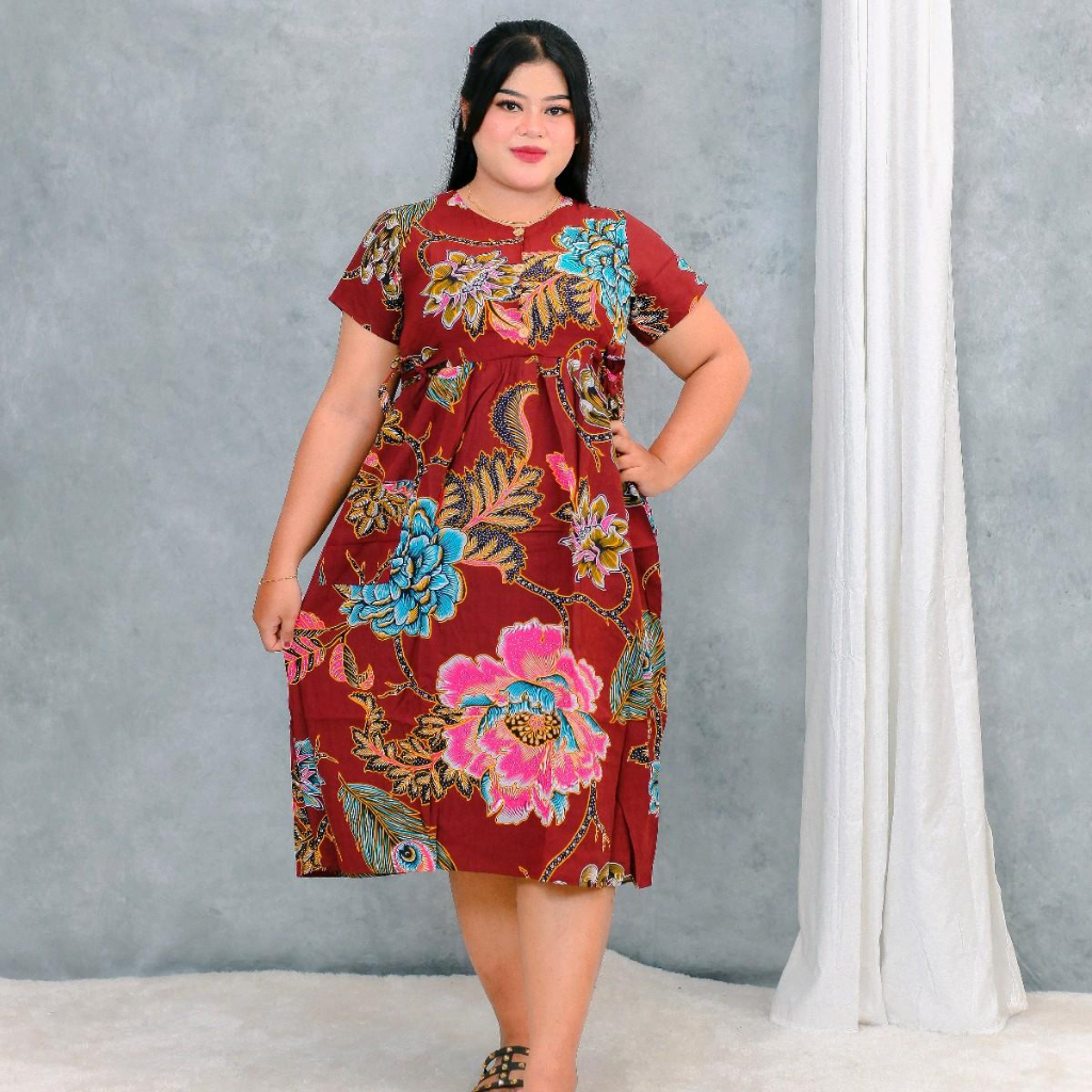 [Kencana Ungu] Daster Chibi Ld 105 Cm Kencana Ungu Label Biru | DS 47 Kencana Ungu | Daster Kancing 